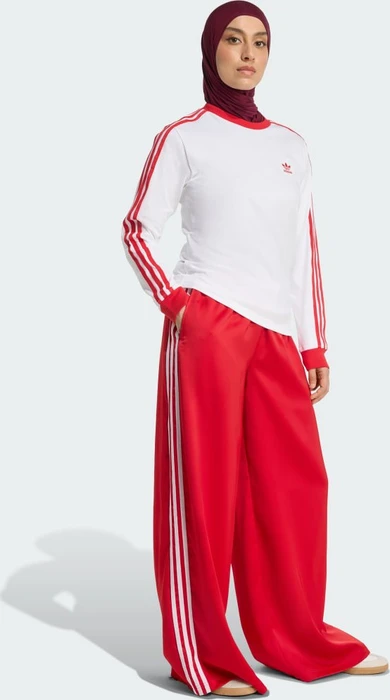 adidas Adicolor Satin Wide Leg Trainingshose lang better scarlet/white (Damen)