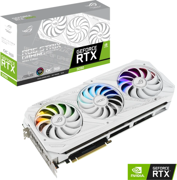 ASUS ROG Strix GeForce RTX 3090 OC White, ROG-STRIX-RTX3090-O24G-WHITE, 24GB GDDR6X, 2x HDMI, 3x DP