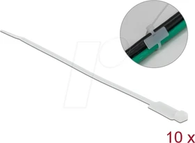 DeLOCK Kabelbinder mit Beschriftungsfeld, 4.8mm, 190mm, weiß, 10 Stück