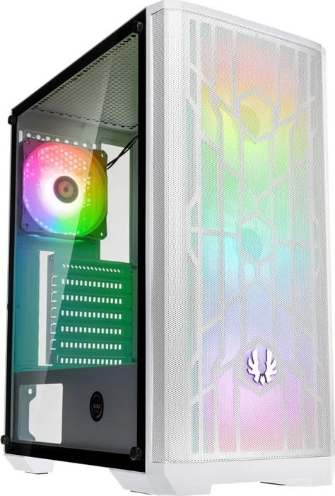 BitFenix Nova Mesh SE TG 4ARGB, weiß, inkl. 4x Lüfter, Lüfter LED RGB, Glasfenster