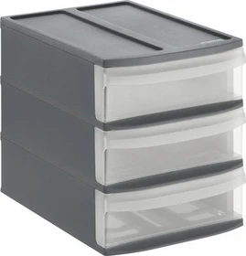 Rotho Tower S Systemix Schubladenbox, 3 Schubladen, anthrazit