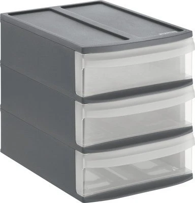 Rotho Tower S Systemix Schubladenbox, 3 Schubladen, anthrazit