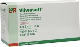 Lohmann & Rauscher Vliwasoft Vlieskompressen 4-lagig steril, 5 x 5cm, 150 Stück (75x 2 Stück)