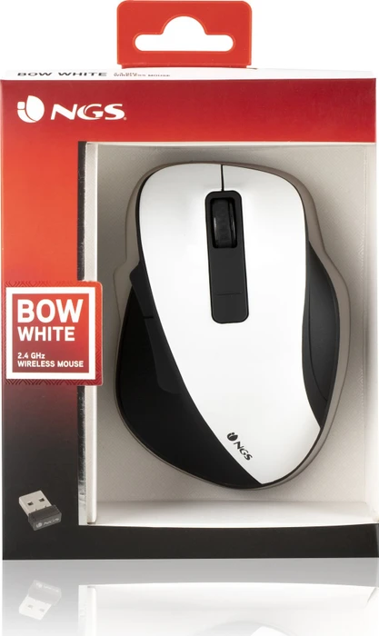 NGS Bow Wireless Ergonomic Mouse weiß, USB