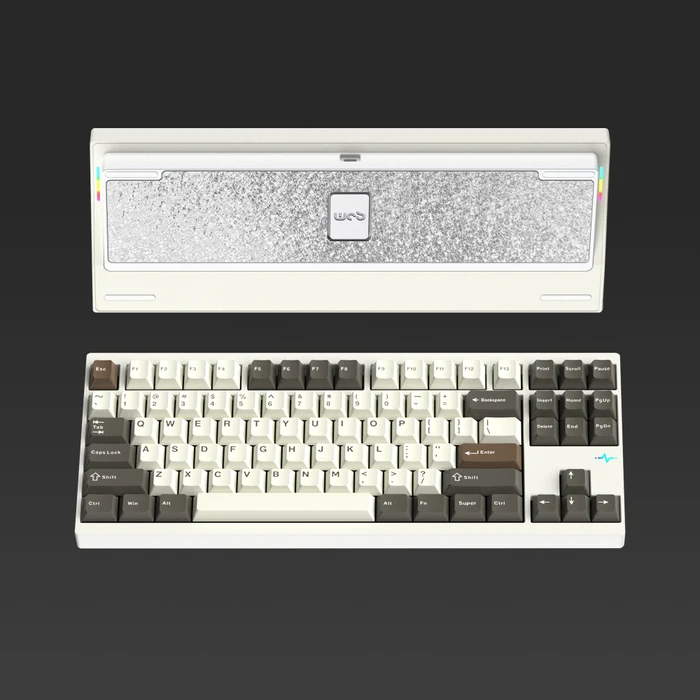 Wobkey Crush 80 Reboot Pro, White, LEDs RGB, Kailh Cocoa, USB/Bluetooth, US