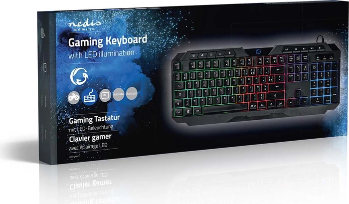 Nedis Gaming Tastatur, LEDs RGB, schwarz, USB, FR