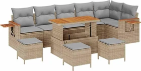 vidaXL Polyrattan Gartensofa Lounge-Set beige/hellgrau, 12-tlg.