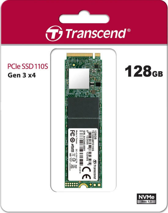 Transcend MTE110S SSD 128GB, M.2 2280 / M-Key / PCIe 3.0 x4