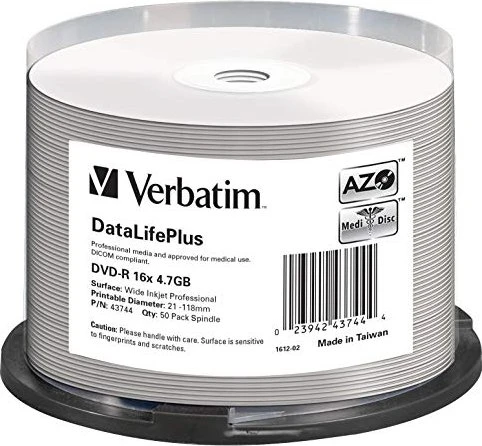 Verbatim DVD-R 4.7GB, 16x, 50er Spindel, printable