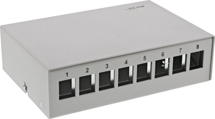 InLine RJ-45 Patchfeld-Dose Aufputz, 8x Keystone RJ-45, grau