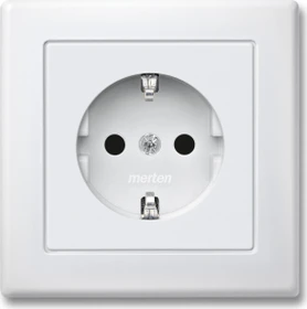 Merten System M M-Smart SCHUKO-Steckdose mit Abdeckplatte Steckklemmen, polarweiß