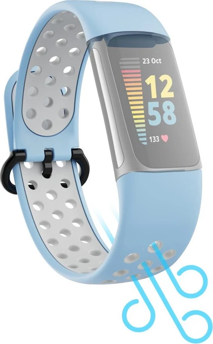 Hama Ersatzarmband für Fitbit Charge 5 Silikon blau/grau