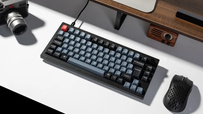 Keychron V1 Knob Version, Frosted Black, PBT, LEDs RGB, hot-swap, Keychron K Pro RED, USB, DE