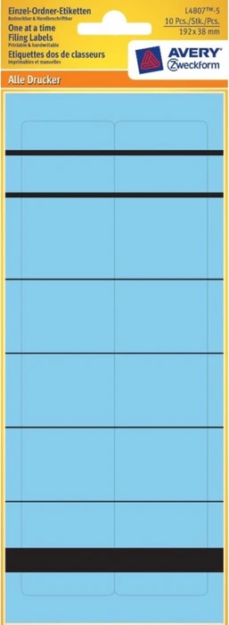 Avery-Zweckform Ordneretiketten Sonderformat, 192x38mm, blau, 5 Blatt (10 Etiketten)