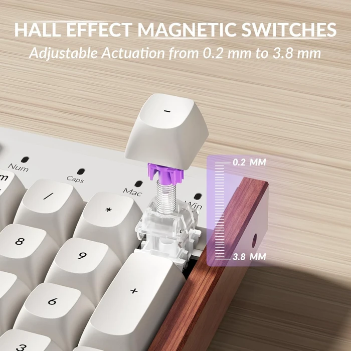 Keychron K10 HE Wireless, Special Edition ISO White, LEDs RGB, Gateron 2.0 Magnetic Nebula, USB/Bluetooth, ES