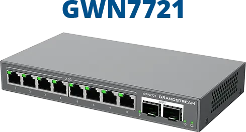 Grandstream GWN7721 Series Desktop 2.5G Managed Switch, 8x RJ-45, 2x SFP+