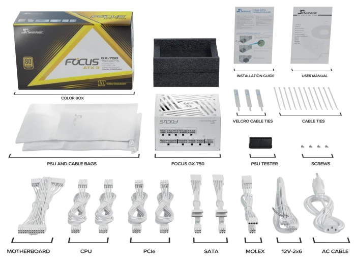 Seasonic Focus GX White ATX 3 (2024) GX-750 750W, ATX 3.1