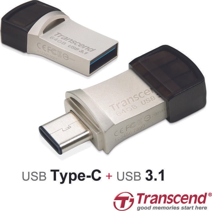 Transcend JetFlash 890 64GB, USB-A + USB-C, USB 3.2 Gen 1×1