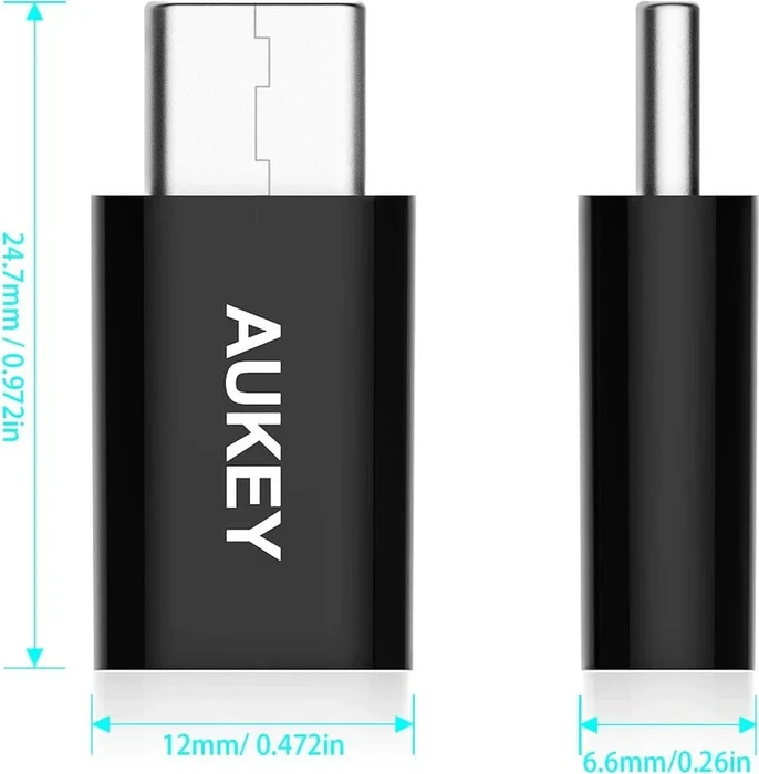 Aukey CB-A2 USB-C 2.0 Adapter, USB-C 2.0 Stecker auf USB 2.0 Micro-B Buchse, schwarz