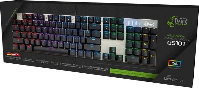 MediaRange Gaming Series GS101 Mechanical Gaming Keyboard, schwarz/silber, USB, DE