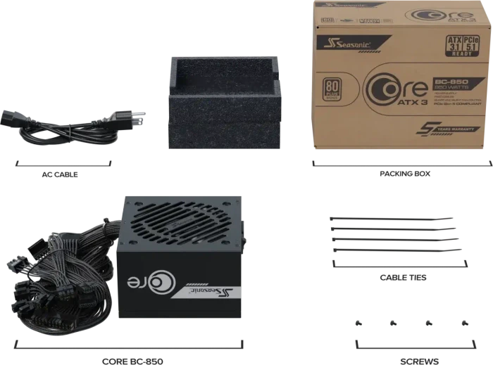 Seasonic Core BC-850 850W, ATX 3.1