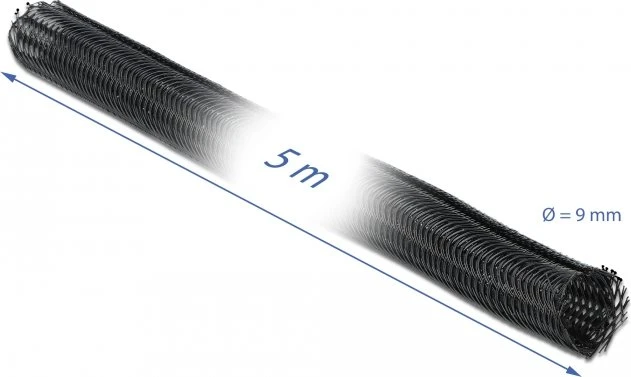 DeLOCK Geflechtschlauch selbstschließend, 9mm, 5m, schwarz