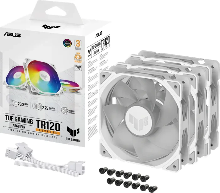 ASUS TUF Gaming TR120 Reverse ARGB weiß, 120mm, 3er-Pack