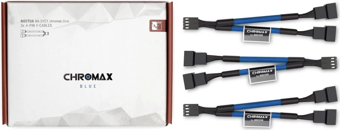 Noctua NA-SYC1 chromax.blue, 4-Pin auf 2x 4-Pin Verteiler, sleeved, 11.5cm, blau, 3er-Pack