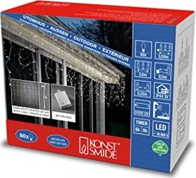 Konstsmide Lichtervorhang Eisregen LED 80x warmweiß