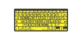 LogicKeyboard LargePrint Mini Mac, Black on Yellow, Bluetooth, DE (LKB-LPBY-BTON-DE)