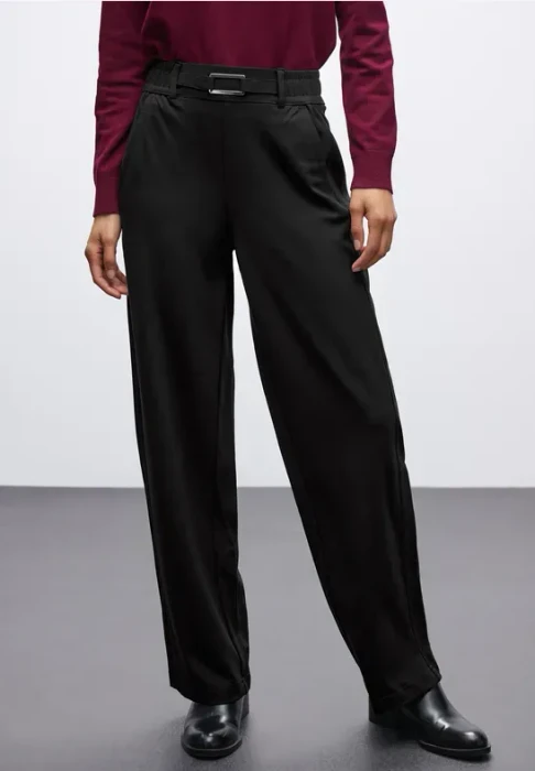 Street One Straight Leg Detail Hose schwarz (Damen)