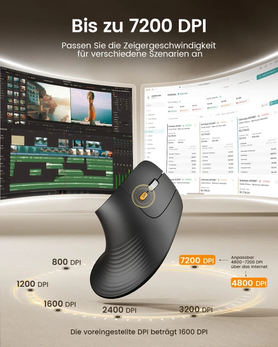 ProtoArc EM11 Pro, Vertikale Maus, schwarz, Rechtshänder, USB/Bluetooth