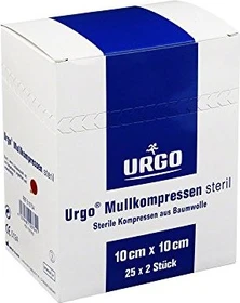 Urgo Mullkompressen steril 8-fach, 10 x 10cm, 50 Stück (25x 2 Stück)