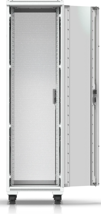 Ubiquiti 42U Rack Cabinet, 19" Rackschrank 42HE, mit Rollen, Glastür, weiß, 1000mm tief