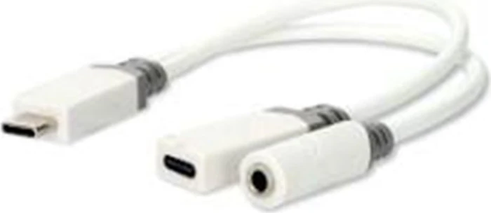 Nedis USB-C Adapter USB-C Stecker auf USB-C Buchse/3.5 mm Buchse weiß