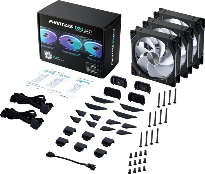 Phanteks D30-140 D-RGB Reverse, schwarz, 140mm, 3er-Pack