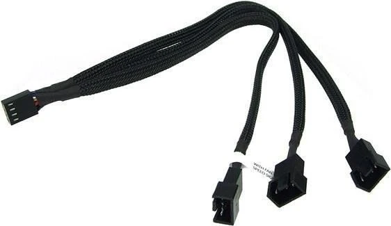 Phobya 4-Pin auf 3x 4-Pin Verteiler, sleeved, 10cm, schwarz