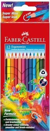 Faber-Castell Dreikant Buntstift sortiert, Kartonetui, 12er-Set