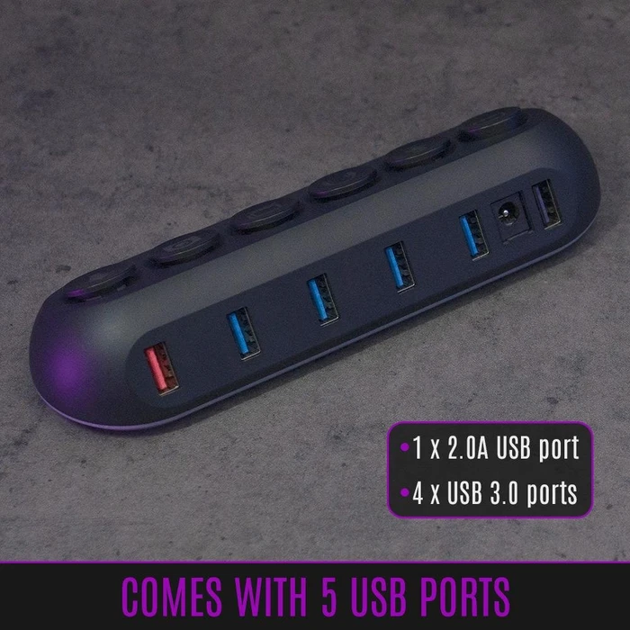 Streamplify Hub Deck 5 RGB USB-Hub, 4x USB-A 3.0/1x USB-A 2.0, USB-A 3.0 [Buchse]