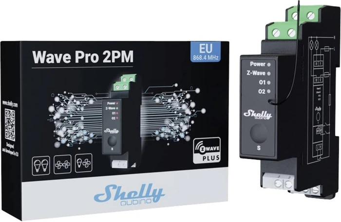 Shelly Qubino Wave Pro 2PM, 2-Kanal, 1TE REG, Schaltaktor
