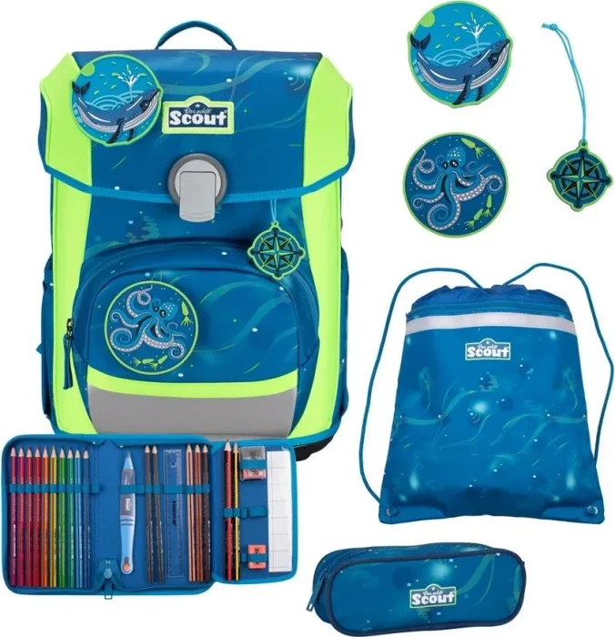 Scout Neo Deep Sea Schultaschen-Set, 4-tlg.
