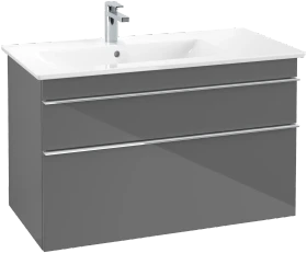 Villeroy & Boch Venticello Waschbeckenunterschrank für Becken links 2 Auszüge 953x590x477mm glossy grey/chrome