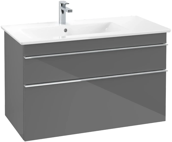 Villeroy & Boch Venticello Waschbeckenunterschrank für Becken links 2 Auszüge 953x590x477mm glossy grey/chrome