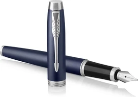 Parker IM matte blue lacquer/chrome trim, rechte Hand, fein, Geschenkbox
