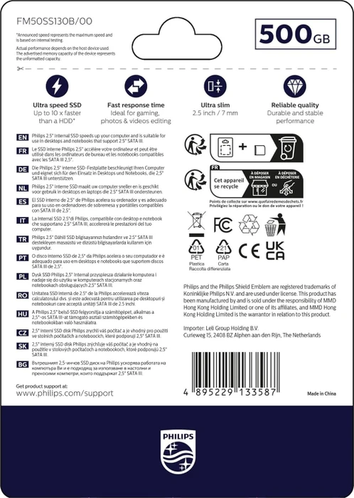 Philips S130 Ultra Speed Internal SSD 500GB, 2.5" / SATA 6Gb/s