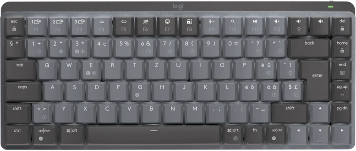 Logitech MX Mechanical Mini, Graphite, LEDs weiß, Logi Bolt, Kailh Choc V2 LOW PROFILE BROWN, USB/Bluetooth, CH