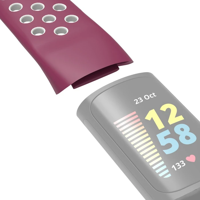 Hama Ersatzarmband für Fitbit Charge 5 Silikon grau/rot