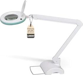 Lumeno LED Lupenleuchte 7218, 8 Dioptrien, 3x, mit Tischfuß weiß/grün