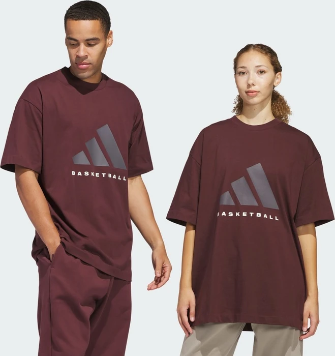 adidas Basketball genderneutral T-Shirt kurzarm aurora ruby/brown
