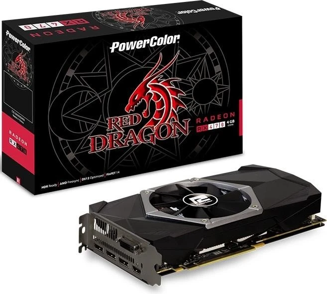 PowerColor Red Dragon Radeon RX 470 (Single Fan), 4GB GDDR5, DVI, HDMI, 3x DP